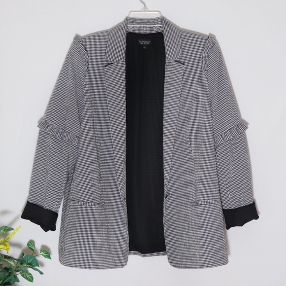 ❣️TOPSHOP Gingham Ruffle Blazer - Picture 2 of 8